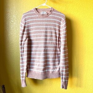 FAHERTY Brand 100% organic cotton Orange Striped Crewneck Sweater